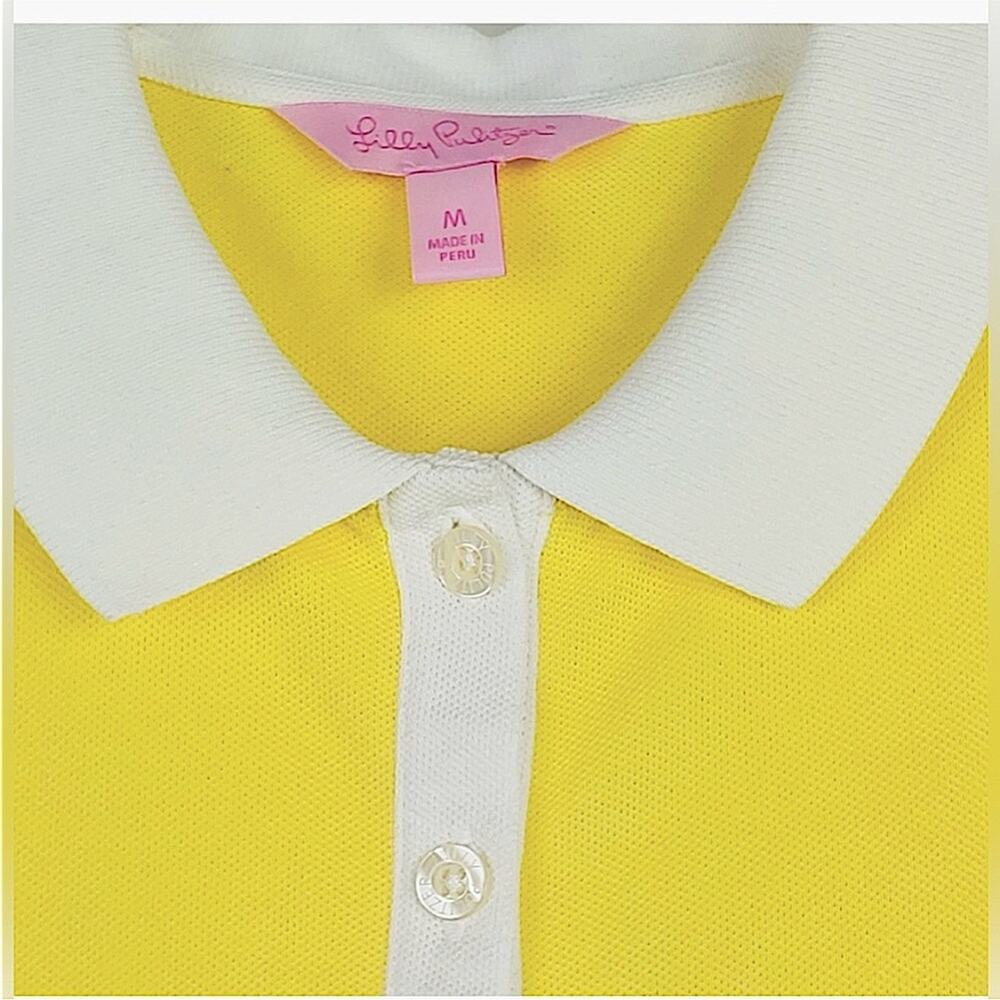 LILLY PULITZER VTG SLEEVELESS YELLOW AND WHITE POLO TOP SZ M - Picture 5 of 9